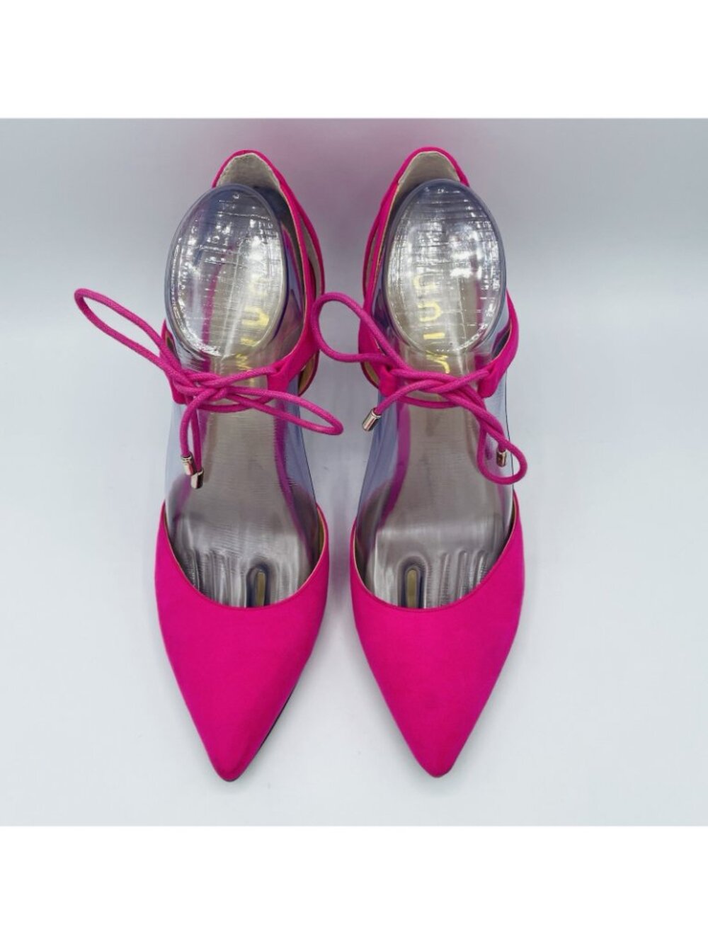 Unisa Shoes Womens Size 8.5 M Pink Faux Suede Stilleto High Heels Lace Up Pumps - Picture 5 of 11